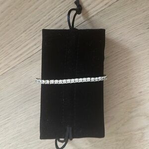 Kenneth Jay Lane Gold and Crystal Tennis Bracelet with Gold Slider